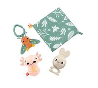 Fisher-Price Set sensorial Estímulos y Descubrimiento, mordedor, peluche ajolote y sonajero