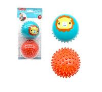 Fisher Price- Set 2 Pelotas sensoriales para bebés - Pelota para Masaje bebé- Estimulación sensorial -Texturizadas -Colección Pelotas sensoriales Primera Infancia - Diámetro 7,5 cm (Deqube 920D00081)