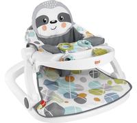 Fisher-Price Silla portátil para bebé con bandeja para aperitivos, juguetes de desarrollo y almohadilla de asiento lavable, bonito perezoso