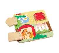 Fisher-Price Tablero de madera de animales de granja para bebés y niños a partir de 1 año JCY33