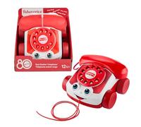 Fisher-Price Teléfono parlanchín de juguete para bebés, Edición 80 aniversario de Mattel, actividad para arrastrar para niños a partir de 1 año, JGG97