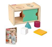 Fisher-Price Wood Caja de Permanencia del Objeto Montessori | Caja de madera y 4 formas, consejos de juego, sello AMS, bebés a partir de 1 año, JHC06