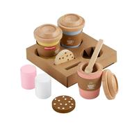 Fisher-Price Wood Set de cafetería con café para llevar | Set de juego de madera de 15 piezas con tazas y comida para juego simbólico, a partir de 3 años