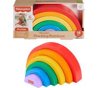 Fisher-Price Wood Toddler Toy Stacking Rainbow, 6 Colorful Woo (Importación USA)