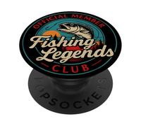 Fisherman Funny Fishing Legends Club Official Fisherman Mens PopSockets PopGrip Adhesivo