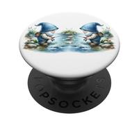 Fisherman Gnome Grandpa On The River For Fishing Buddies PopSockets PopGrip Adhesivo