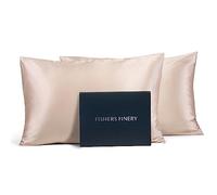 Fishers Finery Juego de Fundas de Almohada de Seda de Morera 100% Pura de 25 mm, Ganador de Good Housekeeping (Gris Pardo, Paquete de 2 Unidades)