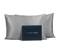 Fishers Finery Juego de Fundas de Almohada de Seda de Morera 100% Pura de 25 mm, Ganador de Good Housekeeping (Plata, Paquete de 2 Unidades)