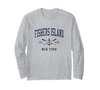 Fishers Island NY Vintage Navy - Anclaje para barco Manga Larga
