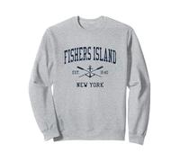 Fishers Island NY Vintage Navy - Anclaje para barco Sudadera