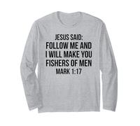 Fishers of Men Mark 1:17 versículo de la Biblia Cita de Jesús Manga Larga