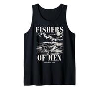 Fishers of Men - Verso bíblico Cristiano Vintage Fishing Dad Camiseta sin Mangas