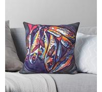 Fishies For Dinner - Funda de almohada cuadrada de poliéster y lino, terciopelo, con cremallera, decorativa, para el hogar