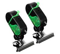 Fishing Bite Alarm, Electronic Fishing Indicator, 2-Pack Sensitive Alert Bell with Sound & Light, Fish Capture Clip for Lake, 3.35x1.89 Inches, Green Black