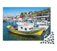 Fishing Boat Jigsaw Puzzles 1000 Piezass Material Reciclable Coastal Harbor Senior Puzzles Juego Educativo Antiestrés Juego Padre-Hijo Props 38x26cm/1000pcs