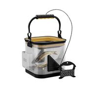 Fishing Bucket, Portátil Pescado Storage Basket, Transparente Plegable Catch Contenedor, Impermeable PP Reinforced Build, Angling Live Bait Holding Gear, Crappie Saltwater Lake Pond 9,45 x 8,66 x 8,66
