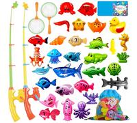 Fishing Carnival Games Party Supplies Gifts for Kids - Beach Sea Ocean Themed Catch Fish Toys Summer Pool Favors Christmas Birthday,Learning Play-Set for Age 3 4 5 6 Year Old Boys Girl Bday Xmas STEM