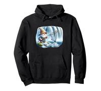 Fishing Dad Fisher Gnome With Landing Net For Fishing Lover Sudadera con Capucha