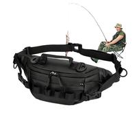 Fishing Fanny Pack, Waterproof Outdoor Storage Bag, Spacious Multifunctional Fly Fishing Waist Pack for Men & Women, 14.96x6.69x3.54 Inches, Black Camouflage