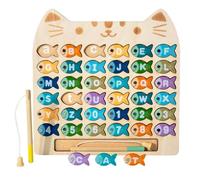 Fishing Game, Toddler Games, Cat Shape Alphabet Fishing Toy, Fish Catching Game with Numbers and Letters, 2 Poles Fine Motor Skills Toy for Kids, Educational Birthday for Boys Girls
