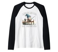 Fishing Grandpa Gnome For Dad Life Is Better At The River Camiseta Manga Raglan