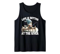 Fishing Grandpa Gnome For Dad Life Is Better At The River Camiseta sin Mangas