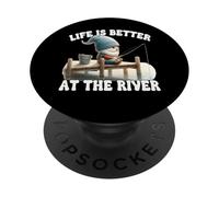 Fishing Grandpa Gnome For Dad Life Is Better At The River PopSockets PopGrip Adhesivo