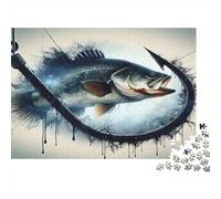 Fishing Hook Bass 100% Recycled Cardboard Flowers 1000Pc Adult Jigsaws Adults and Children Beautiful Decoration 52x38cm/1000pcs