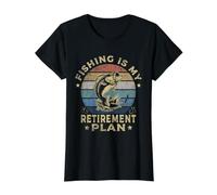 Fishing Is My Retirement Plan Cool Fishing Graphic Fisherman Camiseta gráfica económica, Mujer, Negro, S