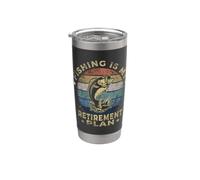 Fishing Is My Retirement Plan Cool Fishing Graphic Fisherman Vaso térmico de acero inoxidable de doble pared