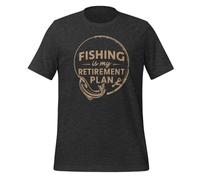 Fishing is My Retirement Plan Funny Fishing Lover's Adult Unisex Camiseta, Gris Oscuro Heather, 5XL