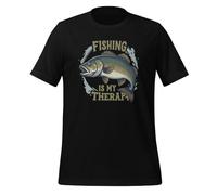 Fishing is My Therapy - Camiseta unisex para adultos con cita divertida para amantes de la pesca, Negro, 4XL