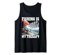 Fishing Is My Therapy Fisherman Grandpa Gnome For Anglers Camiseta sin Mangas