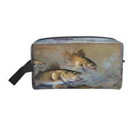 Fishing Lake Fishermen - Bolsa de almacenamiento con estampado de pescadores, bolsa de aseo de viaje duradera, bolsa organizadora portátil de maquillaje y cosméticos con cremallera, Pescadores de lago