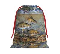 Fishing Lake Fishermen - Bolsa de regalo con cordón de Navidad impresa, una opción conveniente para empaquetar pequeños regalos
