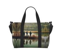 Fishing Lake Fishermen - Bolsas de viaje duraderas para mujer, bolsas de viaje duraderas, bolsas de gimnasio para viajes nocturnos, color negro, talla única