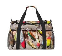 Fishing Lure1 - Bolsa de viaje con estampado de señuelo de pesca, bolsa de fin de semana, bolsa de entrenamiento, bolsa de yoga, bolsa de lona para artículos personales para Audlts, Black, Talla única