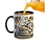 Fishing Mug - Ceramic Drink Cup, Porcelain Milk Mug, Glazed Angler Coffee Cup, Washable Ceramic Water Container | Fishermen Gift Mugs,for Office Home Apartment Study Juice Wine Drinks