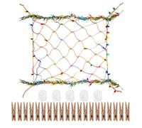 Fishing Net Picture Wall - Fish Net Party Decorations Photo Display Wall with Clips | Nautical Hanging Photo Organizer For Wedding Birthday Party School Dorm Home Living Room Bedroom Balcony Decor