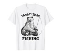Fishing Pole Bear I'D Rather Be Fishing Funny Outdoors Camiseta