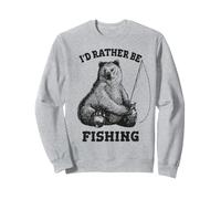 Fishing Pole Bear I'D Rather Be Fishing Funny Outdoors Sudadera