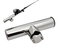 Fishing Pole Holders, Fishing Gear, Compact Size Adjustable Stainless Steel Rod Mounts Marine Grade Accessories, Tackle Setup for Boat, Deck, Kayak, Shore, Saltwater and Freshwater, Silver
