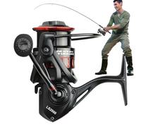 Fishing Reel, Angling Wire Wheel, Ergonomic Anti-Slip Handle, Smooth Casting Gear System, Ideal for Offshore, Crappie, Bass, Inshore, Ice, Catfish, Freshwater, Black and Red