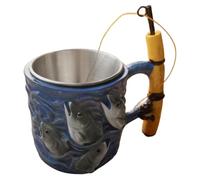 Fishing Resin Cup - Novel Drink Mug, Handcrafted Design with Fishing Theme Detail, Resin Build, Coffee Cup, Beverage Mug for Juice Latte Tea Beer Father Boyfriend Grandfather Gifting Daily Drinking