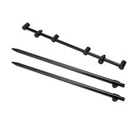 Fishing Rod Bracket, Telescopic 2 - Section Aluminum Alloy Rod Rest with Universal Thread, Corrosion - Resistant Portable Ground Holder for Outdoor Fishing (Barra Horizontal de 45cm + Taco de Suelo