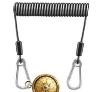 Fishing Safety Lanyard, Coiled Stainless Steel Tether, 24 Inch Retractable Hook for Rods, Sturdy Marine Gear Accessory Heavy Duty, Anti Drop Line for Kayak Paddles Tools, Secure Fishing Equipment