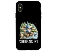 Fishing Scene Gnome Nature Graphic For Men Shut Up And Fish Carcasa para iPhone X/XS
