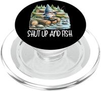 Fishing Scene Gnome Nature Graphic For Men Shut Up And Fish PopSockets PopGrip para MagSafe
