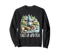 Fishing Scene Gnome Nature Graphic For Men Shut Up And Fish Sudadera