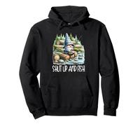 Fishing Scene Gnome Nature Graphic For Men Shut Up And Fish Sudadera con Capucha